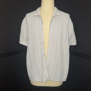 lululemon athletica Light Gray Open-Knit Button Cardigan Polo